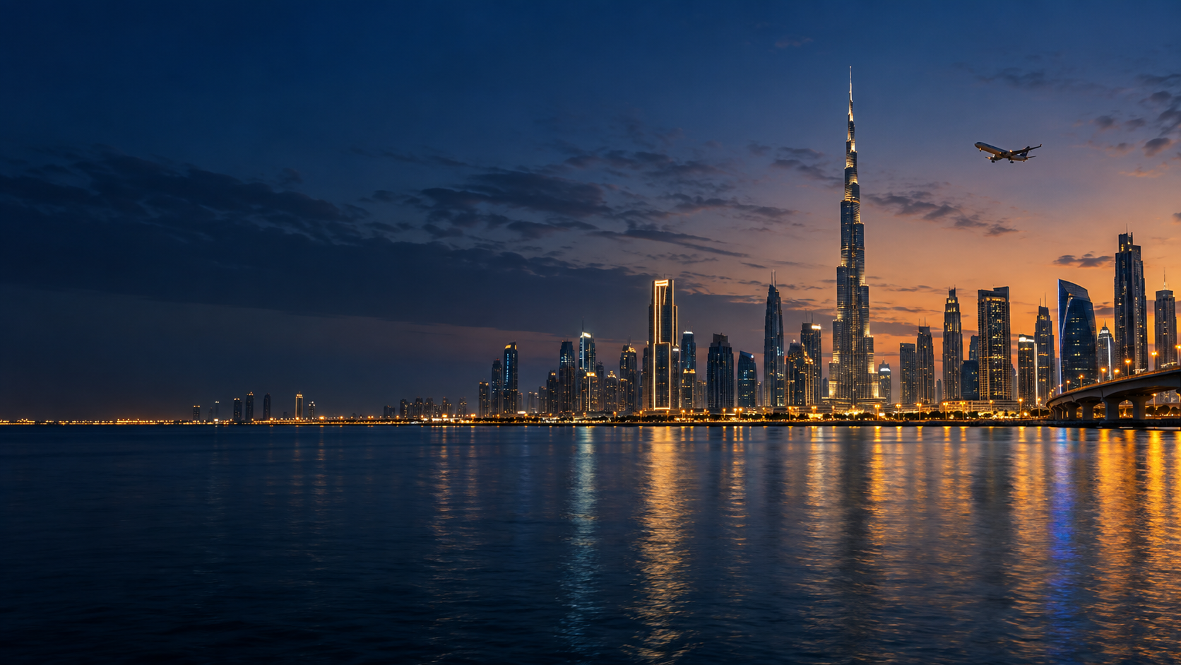 Dubai skyline at dusk